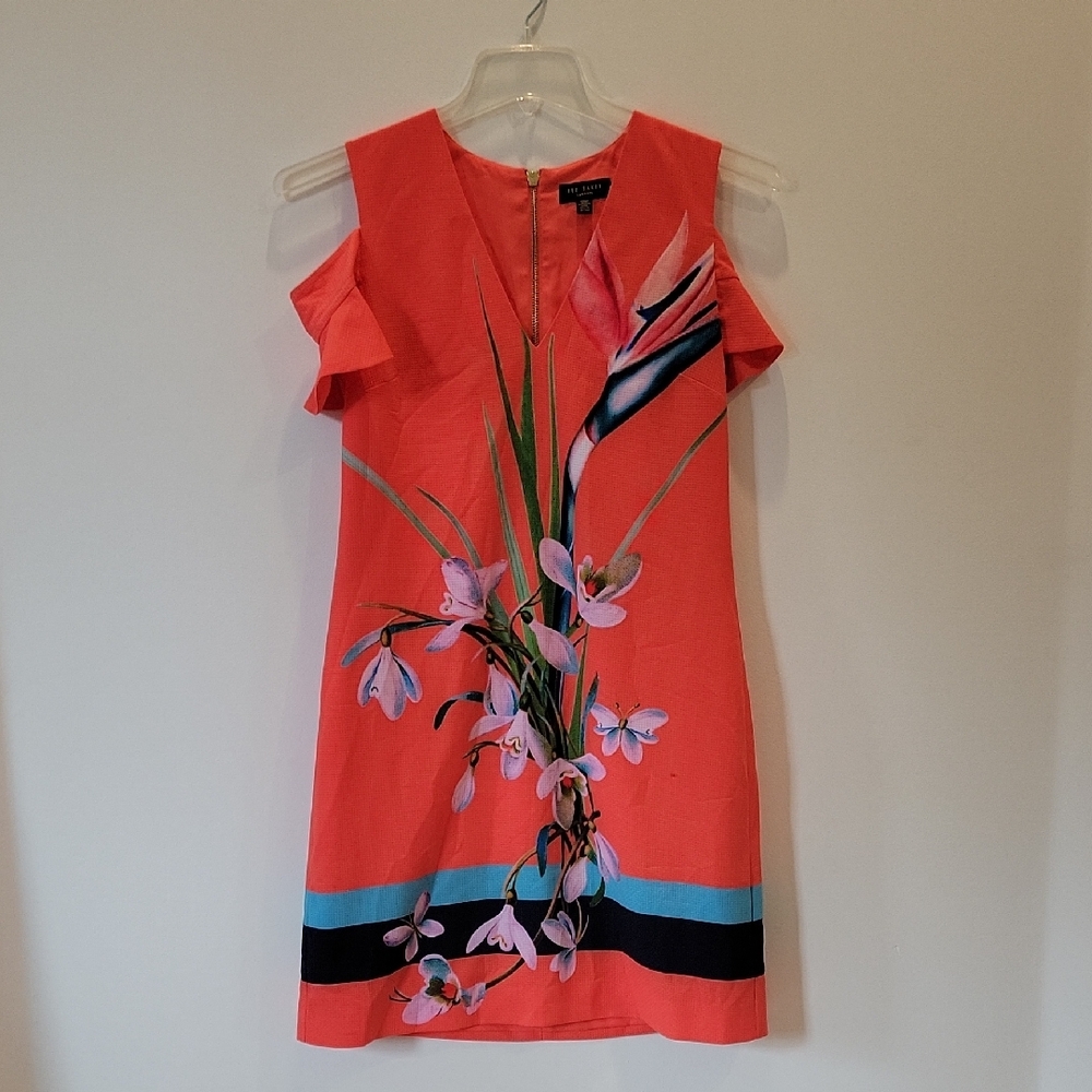 Ted Baker London Coral Cold Shoulder Dress